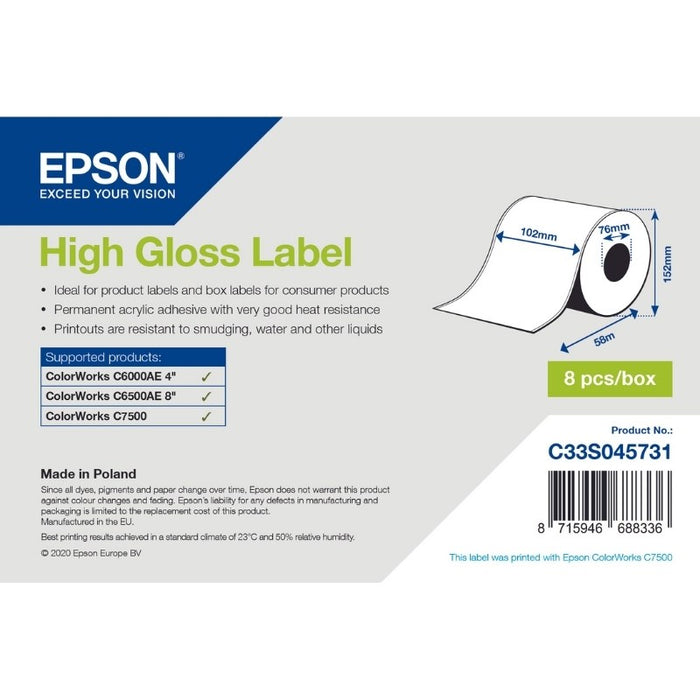 Epson High Gloss Label, Continuous Roll 102mm x 58m